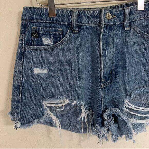 Kancan Distressed Denim Shorts - Size Medium - Picture 5 of 10